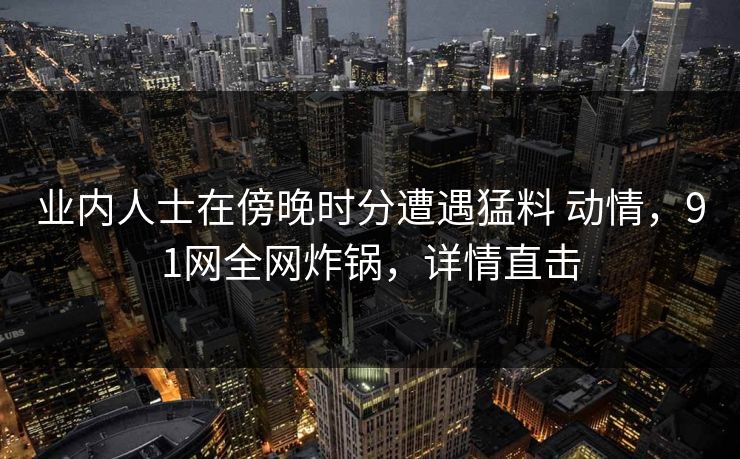 业内人士在傍晚时分遭遇猛料 动情，91网全网炸锅，详情直击