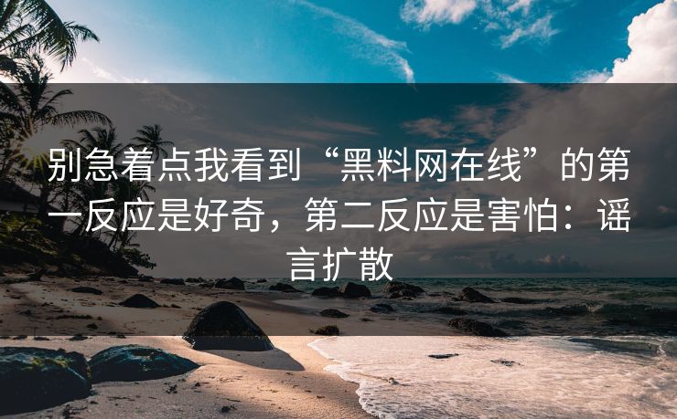 别急着点我看到“黑料网在线”的第一反应是好奇，第二反应是害怕：谣言扩散