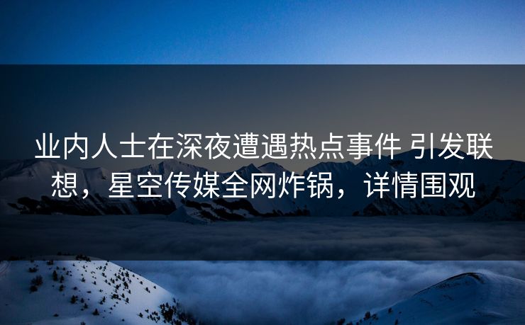 业内人士在深夜遭遇热点事件 引发联想，星空传媒全网炸锅，详情围观
