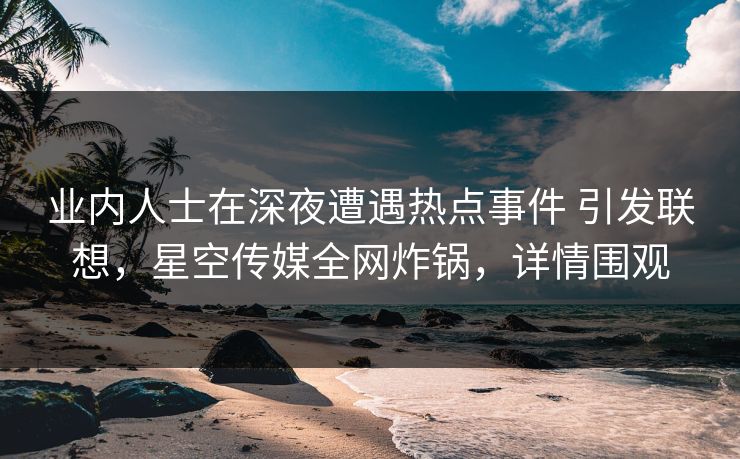 业内人士在深夜遭遇热点事件 引发联想，星空传媒全网炸锅，详情围观